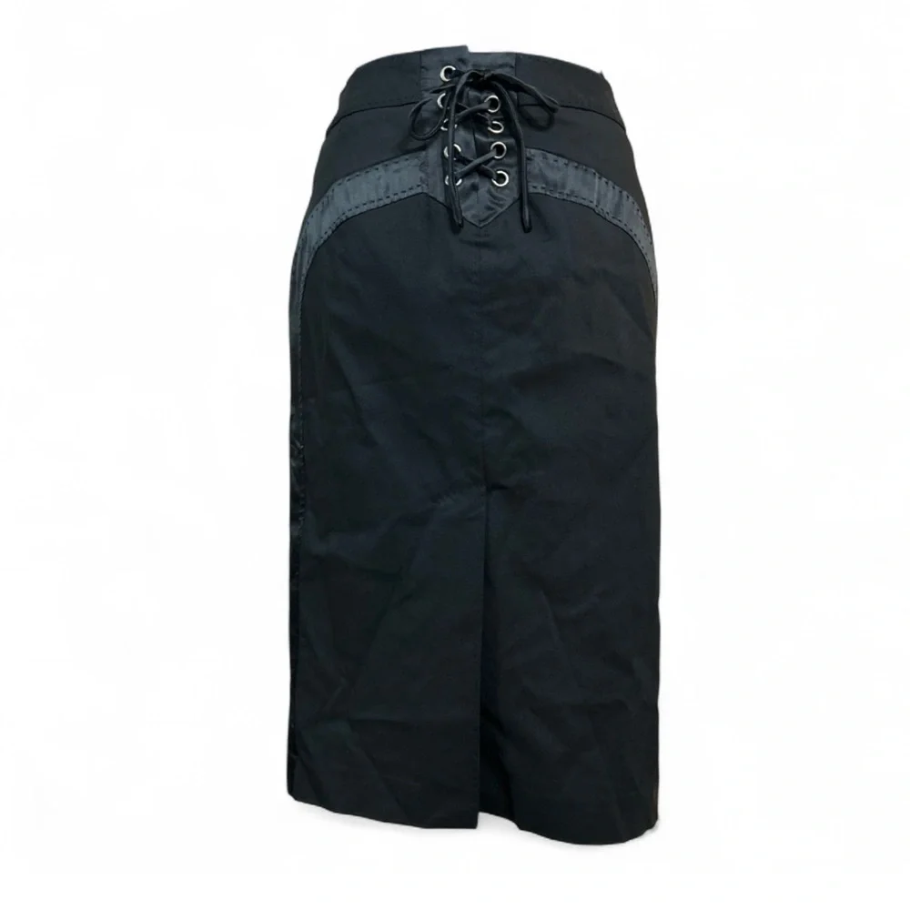 BODY by VICTORIA Black Pencil Skirt 0, Back Lace-Up Design With Zipper NWOT